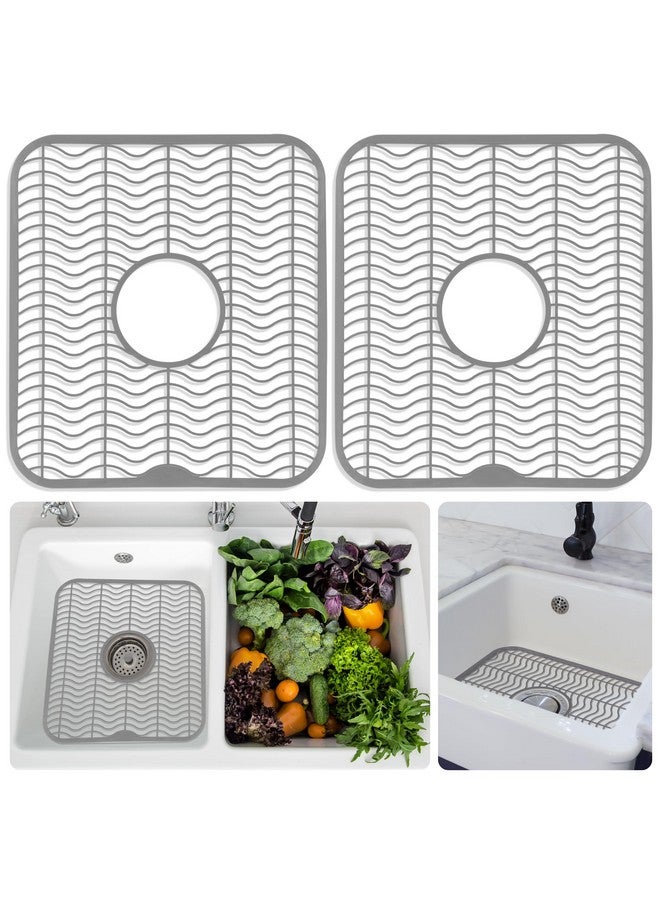 DecorRack 2 Gray Sink Protectors for Kitchen Sink, 12" x 11" Dish Rack, Protect Sink from Stains, Damage, Scratches, Dishwasher Safe Sink Grid, Sink Mat, for Kitchen (2 Pack, Gray) - Image 1