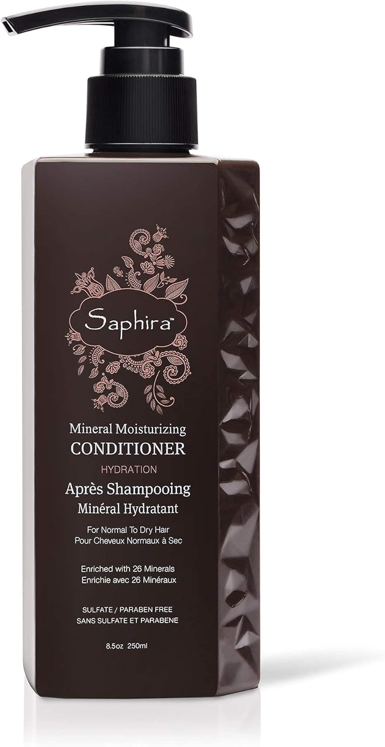 Saphira Mineral Moisturizing Conditioner Hydration and Shine for Dry Damaged Permed or Chemically Treated Hair and Scalp SulfateFree ParabenFree Vegan Prevents Frizz and Split Ends 250 ml - Image 1
