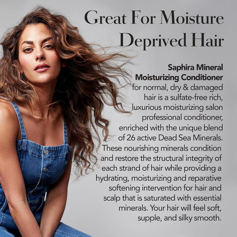 Saphira Mineral Moisturizing Conditioner Hydration and Shine for Dry Damaged Permed or Chemically Treated Hair and Scalp SulfateFree ParabenFree Vegan Prevents Frizz and Split Ends 250 ml - Image 2