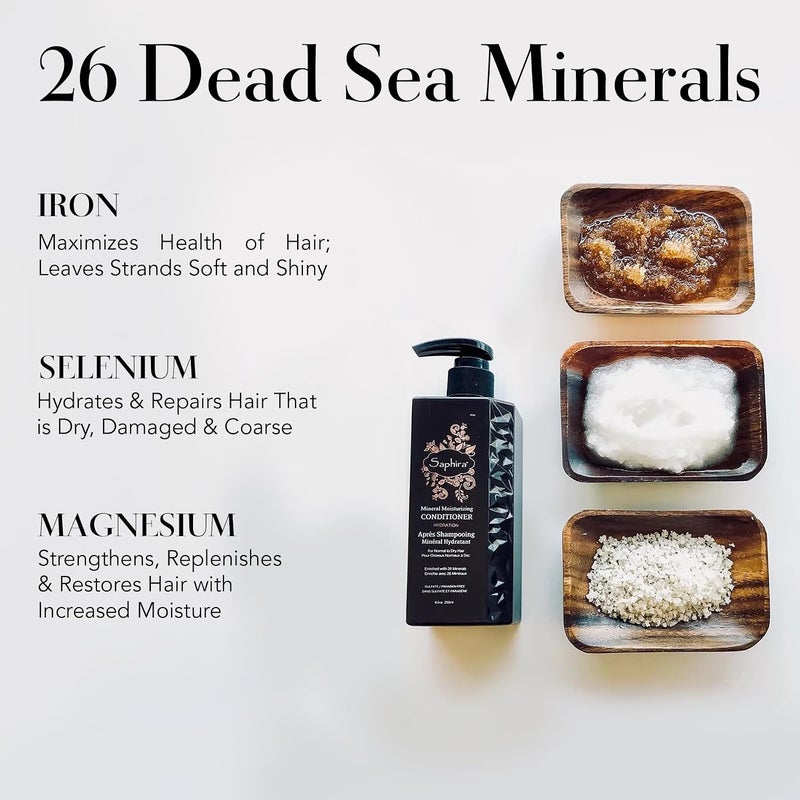 Saphira Mineral Moisturizing Conditioner Hydration and Shine for Dry Damaged Permed or Chemically Treated Hair and Scalp SulfateFree ParabenFree Vegan Prevents Frizz and Split Ends 250 ml - Image 3