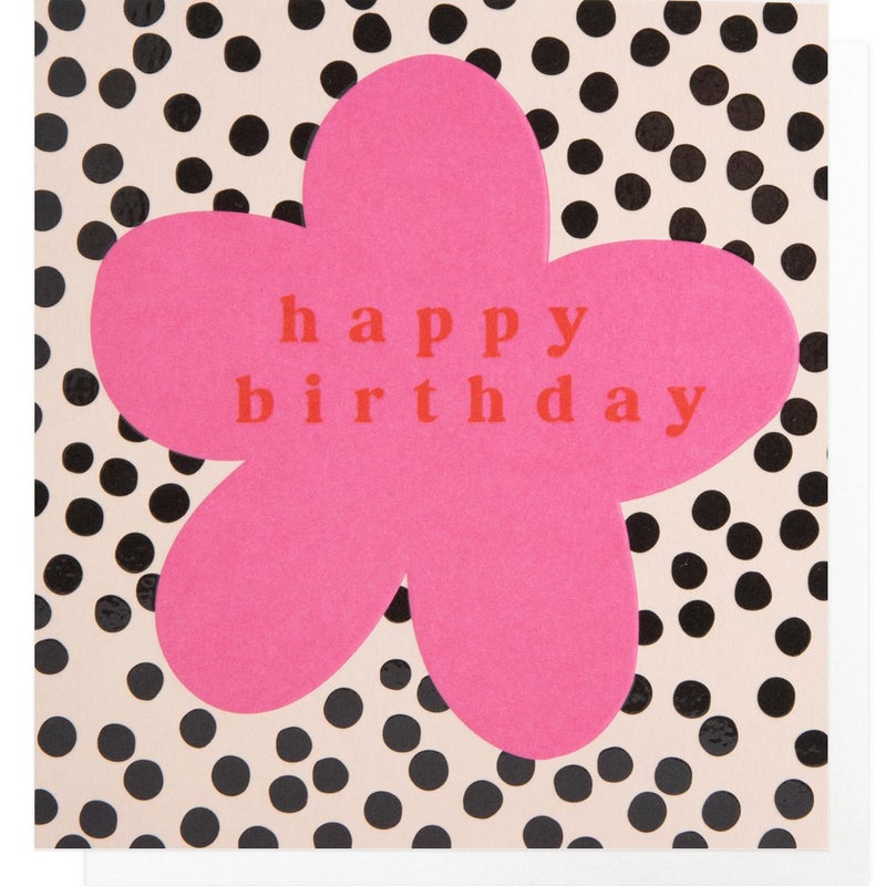 Caroline Gardner Lots of Love Pink Flower On Dots Happy Birthday Greeting Card