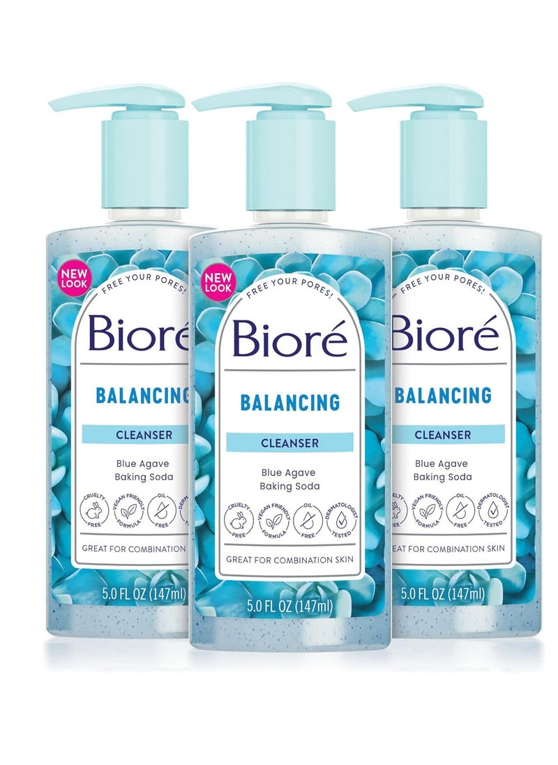 Biore - Bioré Balancing Face Wash, Cleanser For Combination Skin, PH Balanced Face Cleanser, Vegan, Cruelty Free 6.77 Oz, Pack of 3 - Image 1