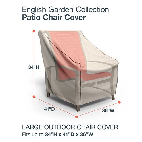 Budge P1W02PM1 English Garden Patio Chair Cover Heavy Duty and Waterproof, Large, Tan Tweed - Image 2