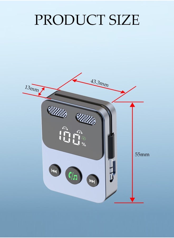 Bluetooth Receiver,Bluetooth 5.3 Car Adapter,Audio Receiver Emitter,Two modes，Plug And Play，Can Connect Two Mobile Phones Simultaneously，Apply To Mobile，Pad，TV，Audio，Headset，Speaker,55*43.3*13mm