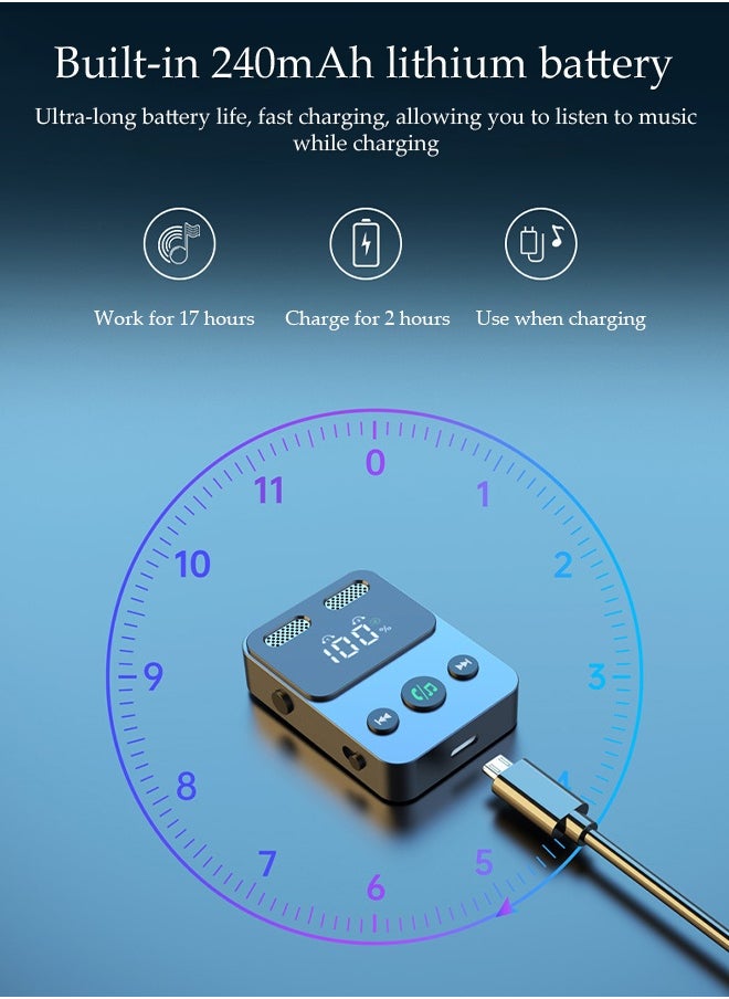 DUNISO Bluetooth Receiver,Bluetooth 5.3 Car Adapter,Audio Receiver Emitter,Two modes，Plug And Play，Can Connect Two Mobile Phones Simultaneously，Apply To Mobile，Pad，TV，Audio，Headset，Speaker,55*43.3*13mm  - Image 4