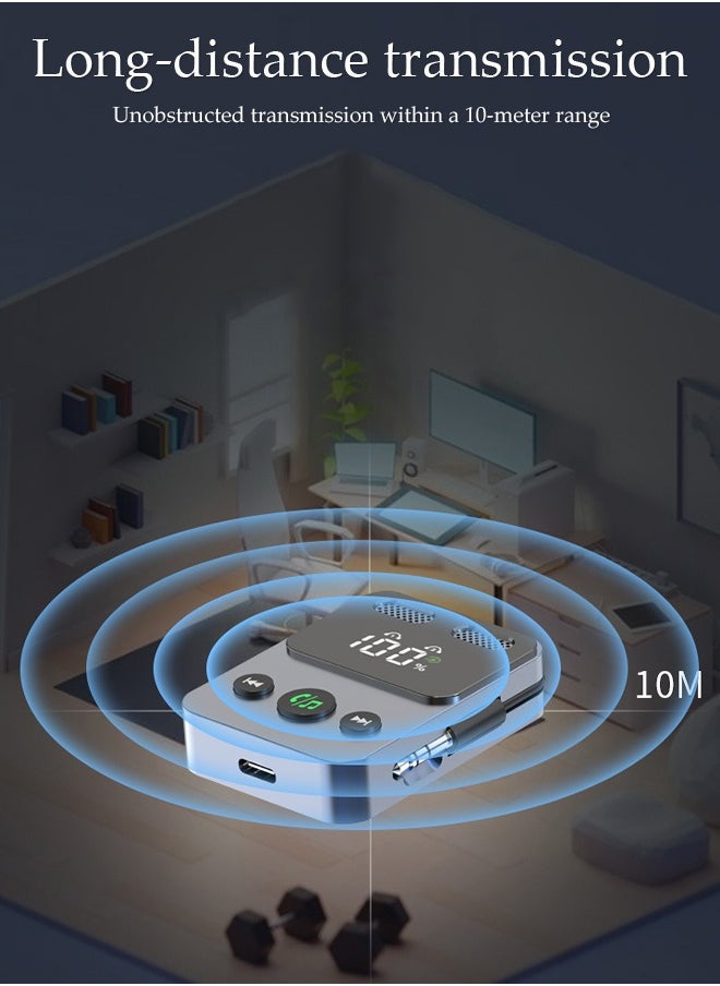 Bluetooth Receiver,Bluetooth 5.3 Car Adapter,Audio Receiver Emitter,Two modes，Plug And Play，Can Connect Two Mobile Phones Simultaneously，Apply To Mobile，Pad，TV，Audio，Headset，Speaker,55*43.3*13mm