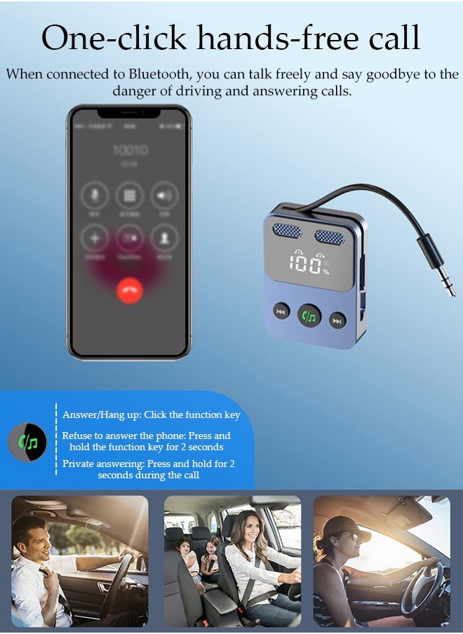 Bluetooth Receiver,Bluetooth 5.3 Car Adapter,Audio Receiver Emitter,Two modes，Plug And Play，Can Connect Two Mobile Phones Simultaneously，Apply To Mobile，Pad，TV，Audio，Headset，Speaker,55*43.3*13mm