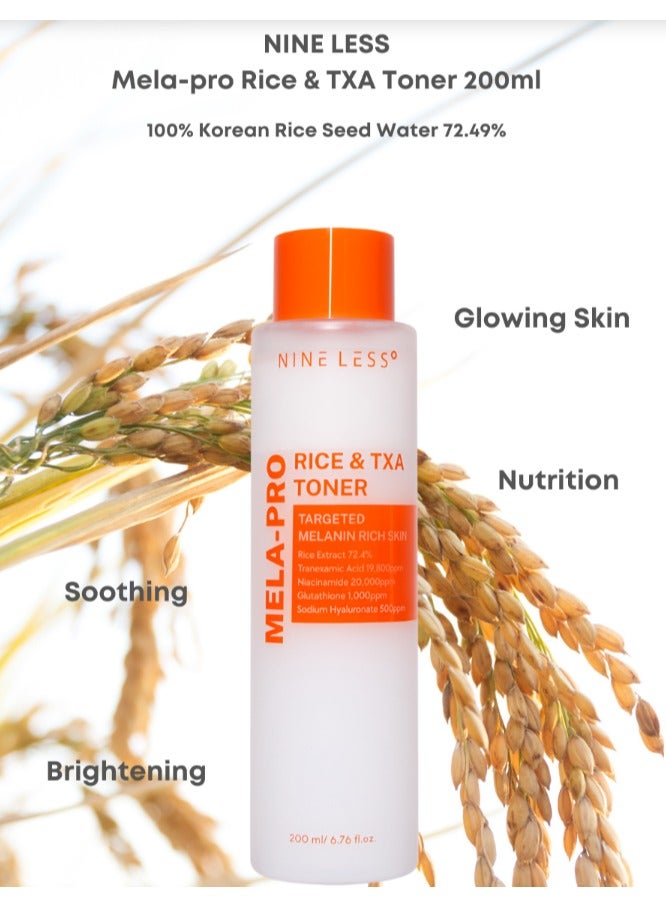 NINELESS [NINELESS] MELA-PRO Rice & TXA Toner 200ml - Image 5