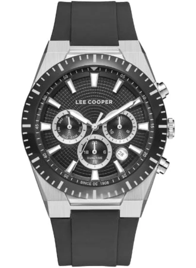 Lee Cooper LEE COOPER Men's JP25 Movement Watch, Multi Function Display and Silicone Strap - LC08088.351, Black
