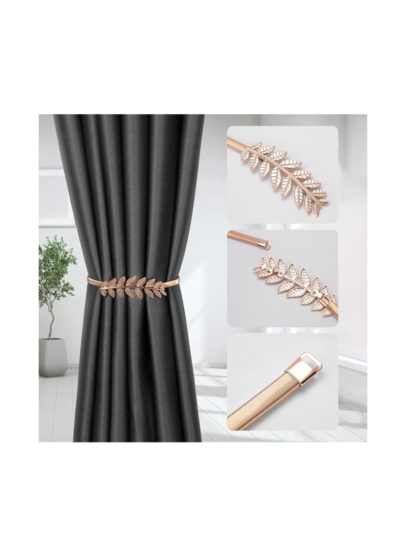 Spaceshoop Curtain Alloy Elasticity Curtains Loops Curtain Clips Rope Back Curtain Holder Buckles Curtain Binder Curtain Holder for Home Decoration Cafe Office Pack of 2pcs  - Image 2