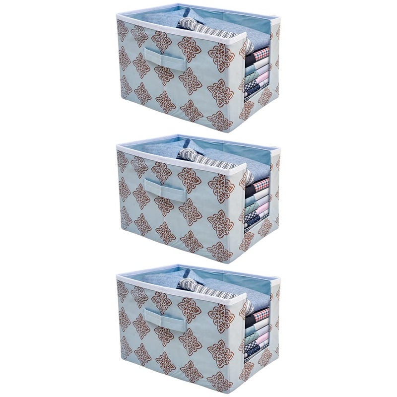 Whitekrafts Shirt Stacker Wardrobe Organizer Shirt Storage Bin clothing covers for closets Printed Fabric Combo 2 - Image 1