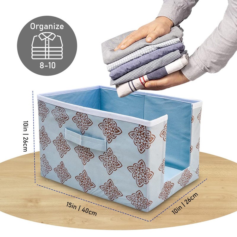 Whitekrafts Shirt Stacker Wardrobe Organizer Shirt Storage Bin clothing covers for closets Printed Fabric Combo 2 - Image 4