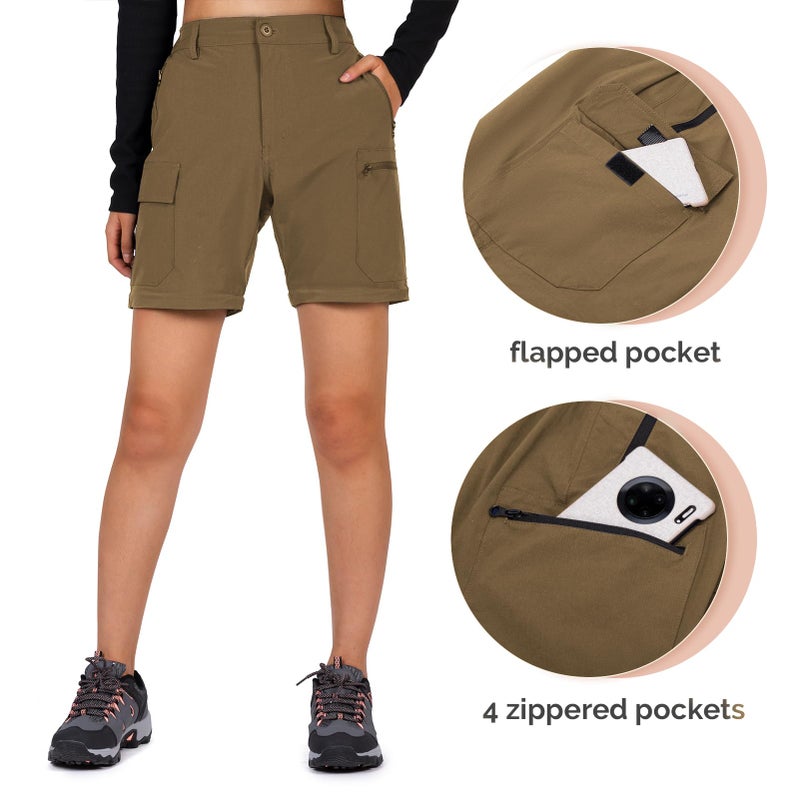 Cycorld Women's-Hiking-Pants-Convertible Quick-Dry-Stretch-Lightweight Zip-Off Outdoor Pants with 5 Deep Pockets (Brown, Medium) - Image 5