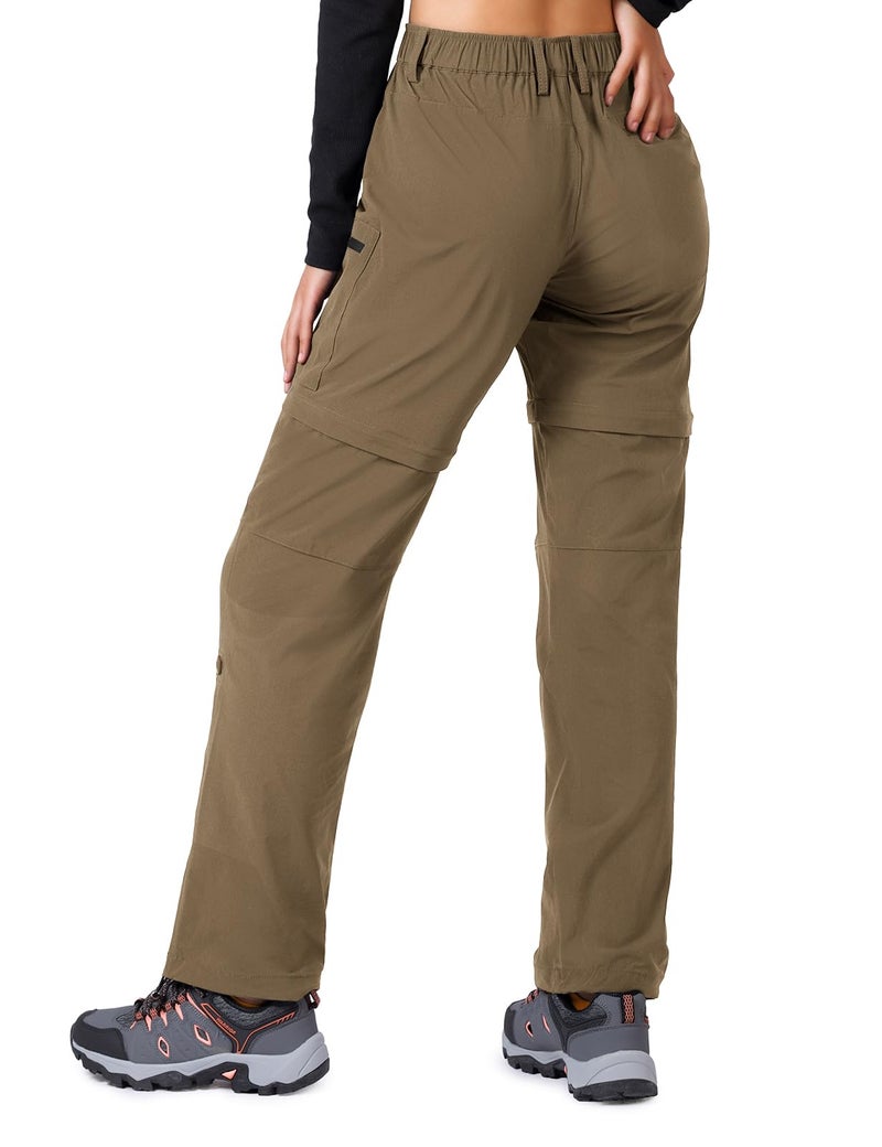 Cycorld Women's-Hiking-Pants-Convertible Quick-Dry-Stretch-Lightweight Zip-Off Outdoor Pants with 5 Deep Pockets (Brown, Medium) - Image 2