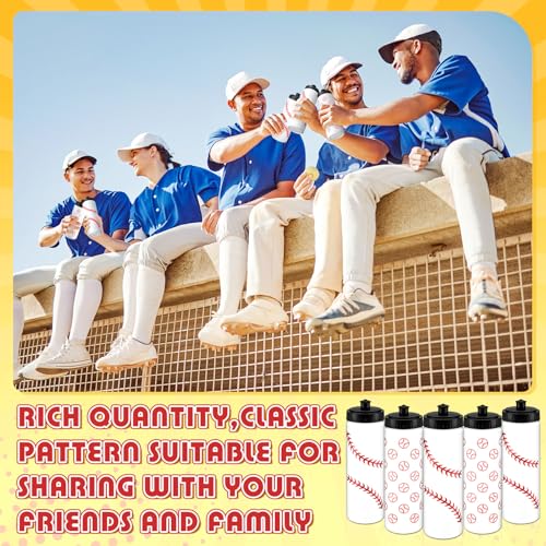 Funnymoom 24 Pcs Baseball Party Favors Team Gifts Set 12 Baseball Water Bottle 12 Baseballs Drawstring Bags and 50 Sticker 20 Oz Reusable Squeeze Bottle Bulk Goodies Bag for Party Supplies Sport Event Bike - Image 4
