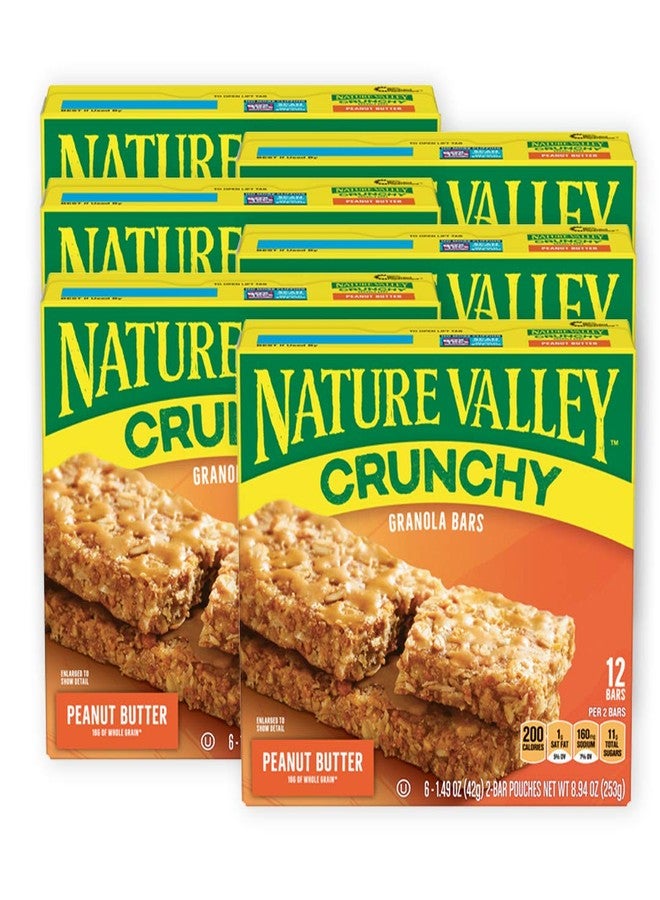 Nature Valley Granola Bars, Crunchy, Peanut Butter, 6 Pouches - 1.49 oz, 2-Bars Per Pouch (Pack of 6) - Image 1