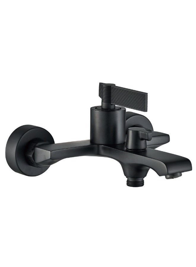 Milano Luxe Drift Bath Shower Mixer Set - Matt Black Brass Shower Mixer & Hand Shower, DIY Installation, 10-Year Warranty, Stylish Indoor Sanitary Solution