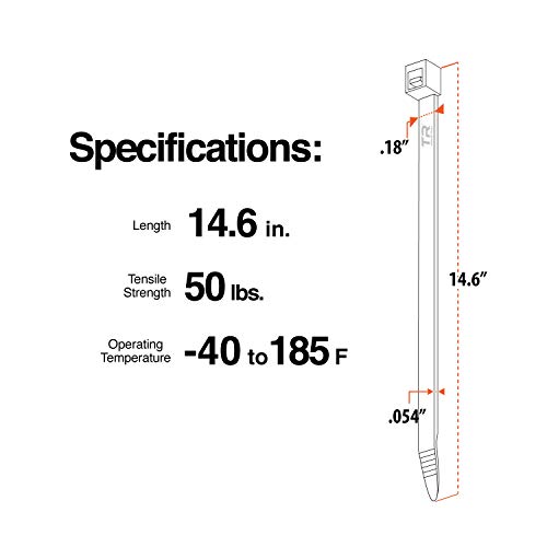TR Industrial Contractor Series UV Cable Ties (100-Piece), 14.6", Type 21S, Made in USA - Image 4