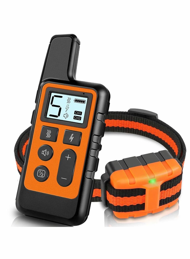 Rechargeable Anti Barking Training Dog Collar with 7 Adjustable Sensitivity and Intensity Levels Vibration (Orange)