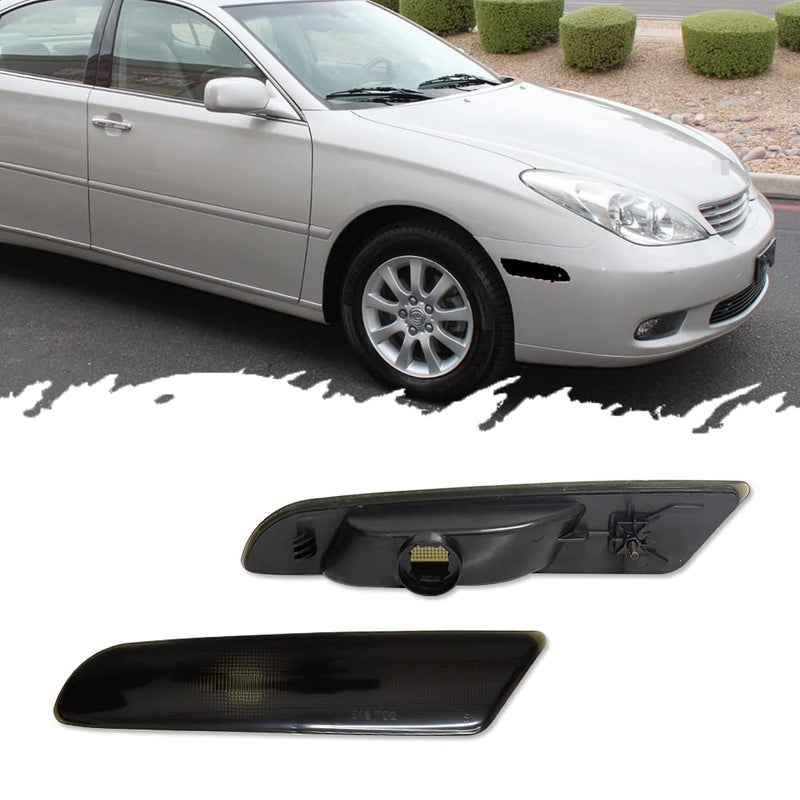 TurningMax For 20022003 Lexus ES300 20042006 Lexus ES330 Front Bumper Side marker Lights Housing 8173133021 8174133021 LX2532102 LX2533102 Smoked Lens