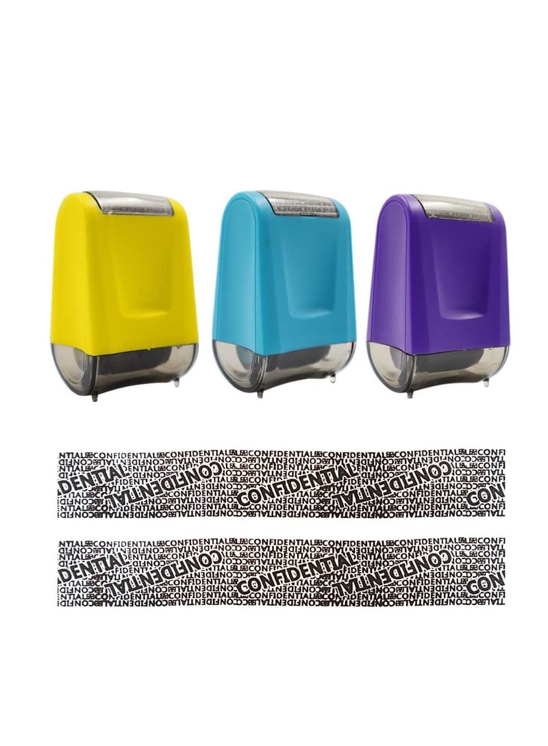 3 Piece Confidential Roller Stamp Set for Identity Protection, Smudge-Free Rolling Seals for Privacy - Image 1