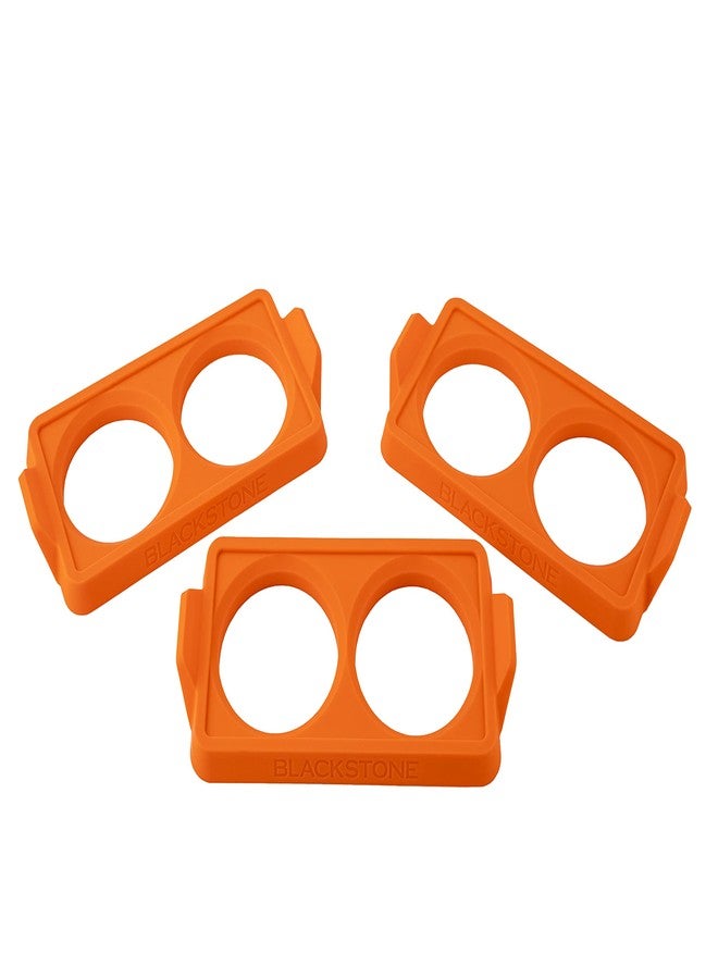 بلاك ستون قالب بيض وأومليت سيليكون بلاكستون 5600 للفطور، قالب بيض دائري غير لاصق وآمن غذائياً لتشكيل الفطائر والبان كيك والمافن الإنجليزي - ملحقات صينية شواء محمولة، برتقالي (مجموعة من 3 قطع) - Image 1