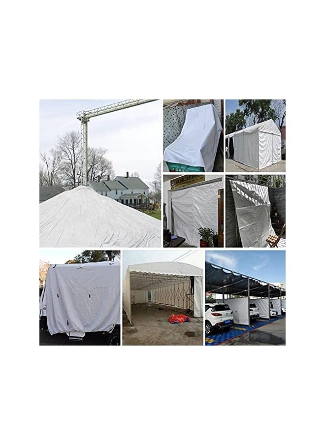 The Bros Waterproof Tarpaulin Heavy Duty Tarp PVC Sheet Outdoor Furniture Caravan Boat Car Camping Cover Picnic Ground Dust Sheet Mat With Strong Eyelets Canvas Tarp (Color : White, Size : 3x6m)  - Image 5