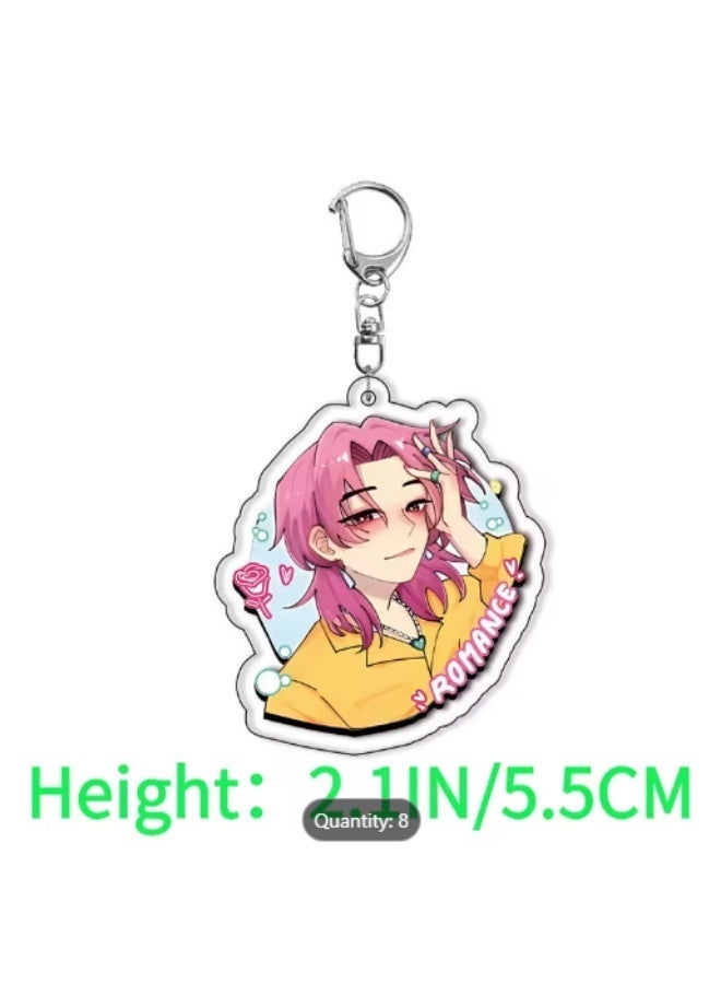 KPOP 8PCS  KPOP Huntrix & Saja Boy Cartoon Keychain Set with free Purse For keychain storage – 2D Flat Anime Keychains Featuring Rumi, Zoey, Jinu & Mira – Cute K-Pop Fan Accessories, Bag & Backpack Charm, Gift for Anime & K-Pop Lovers - Image 5