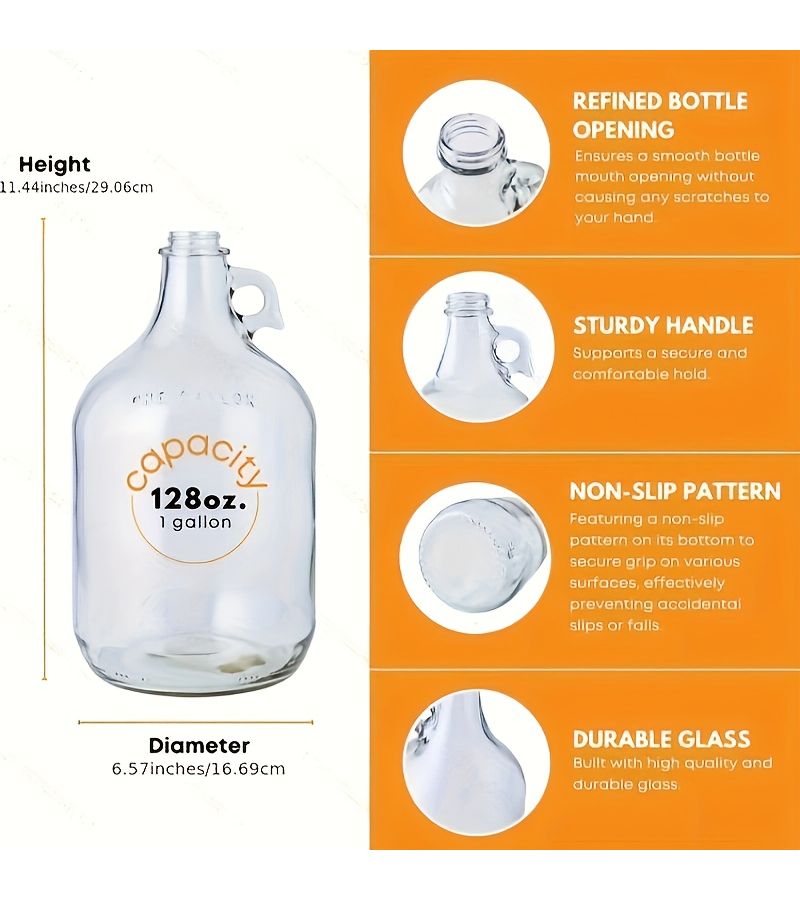 2 Pack 1 Gallon Glass Fermentation Jar With Black Lid And Airlock - Image 3