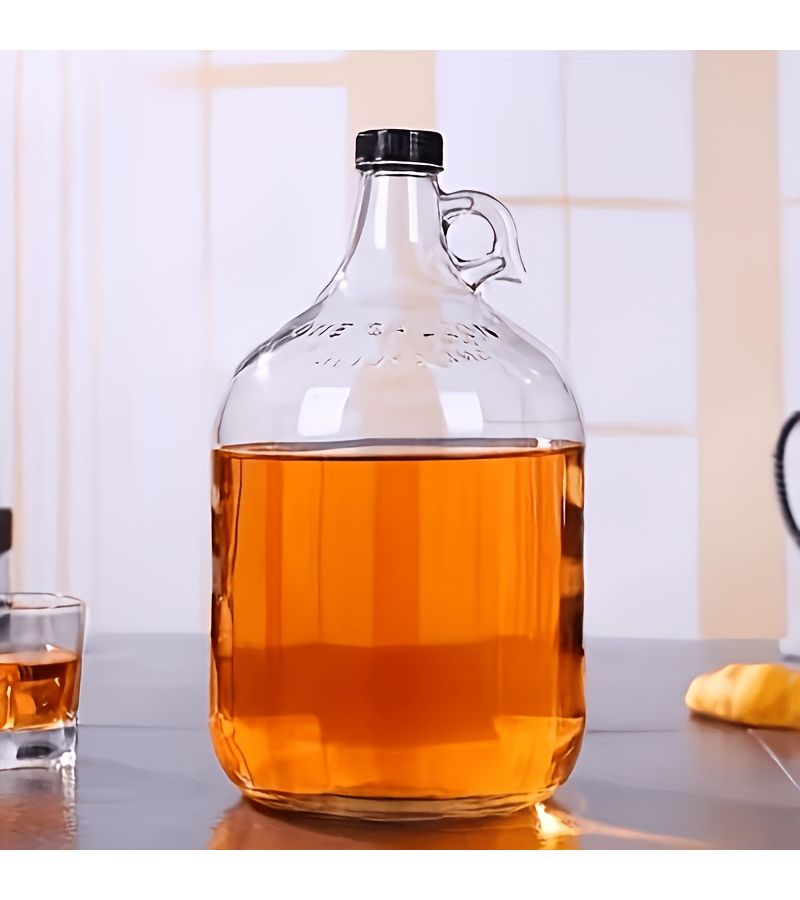 2 Pack 1 Gallon Glass Fermentation Jar With Black Lid And Airlock - Image 1