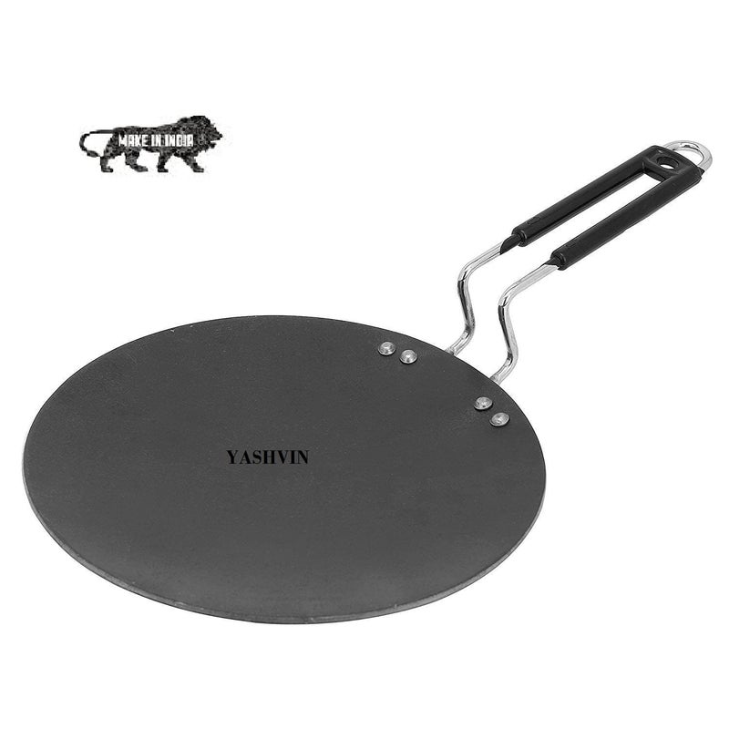 loha tawa_TAWA for Roti Flat Iron Tawa Wider Base Cast Stainless Steel Handle Induction Base Tawa 10 Inch for Roti Paratha Chapati Phulka Omelette Color Black Roti Tawa_omlete16 - Image 2