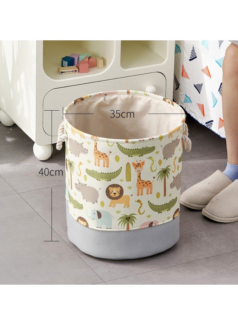 XiuWoo 2pcs Baby Toys Organizer Toy Chest Storage Bins Foldable Storage Basket Storage Box Organizer for Clothes Books Drawers Under Bed Animal Cartoon Print, for Nursery Room Playroom  - Image 5