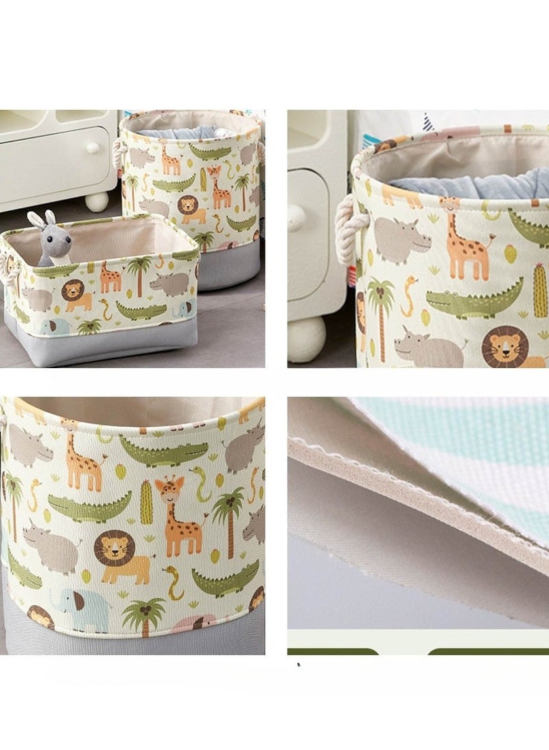 XiuWoo 2pcs Baby Toys Organizer Toy Chest Storage Bins Foldable Storage Basket Storage Box Organizer for Clothes Books Drawers Under Bed Animal Cartoon Print, for Nursery Room Playroom  - Image 4