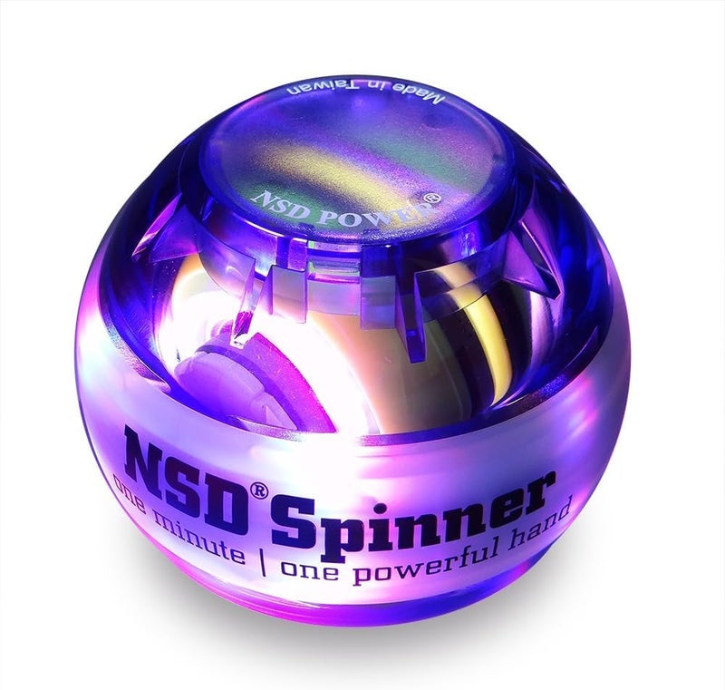 NSD Roll 'N Spin Rainbow Lit AutoStart Gyroscopic Wrist and Forearm Exerciser - Purple - Image 1