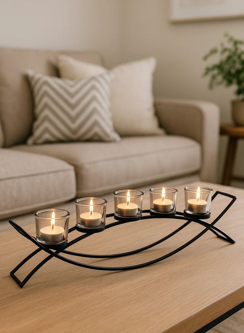 LOFT METAL,CANDLE HOLDER,5-GLASS,BLACK,METAL-136718 - Image 1