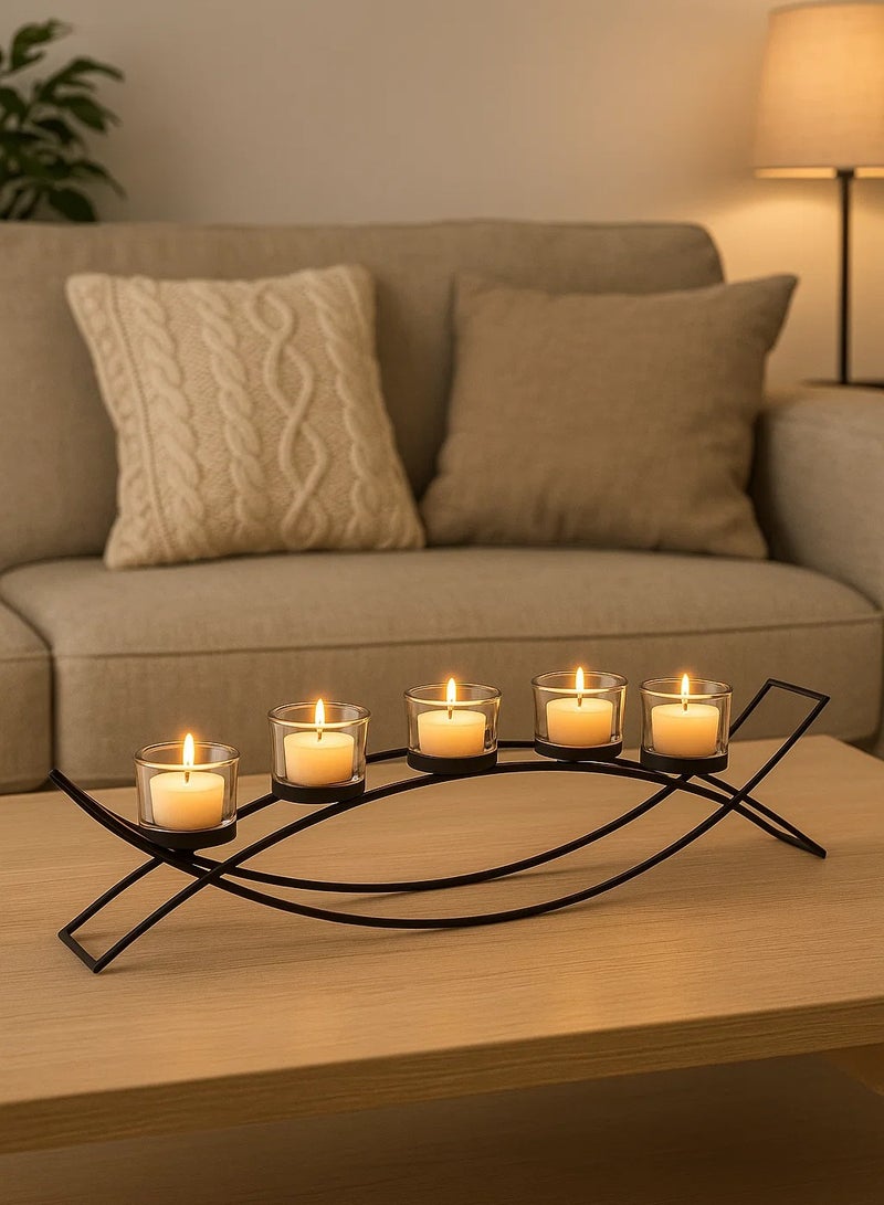 LOFT METAL,CANDLE HOLDER,5-GLASS,BLACK,METAL-136718 - Image 4