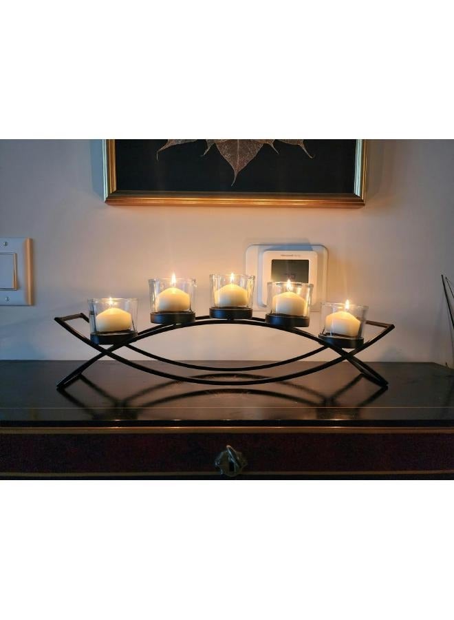 LOFT METAL,CANDLE HOLDER,5-GLASS,BLACK,METAL-136718 - Image 2