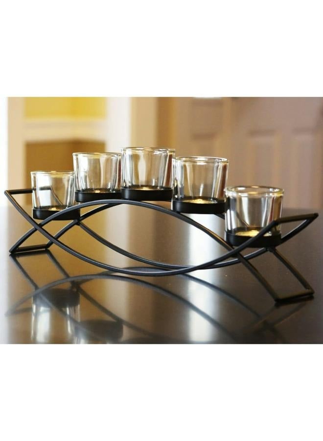 LOFT METAL,CANDLE HOLDER,5-GLASS,BLACK,METAL-136718 - Image 3