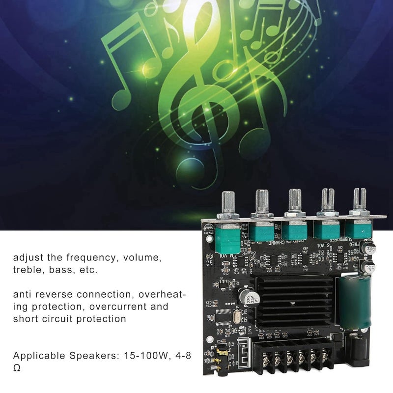Sanpyl Digital Stereo Amplifier Board, ZK‑MT21 Bluetooth 2.1 Channel DC 12‑24V, HiFi DIY Audio Power Amp Module, for 15‑100W 4‑8Ω Speakers - Image 3