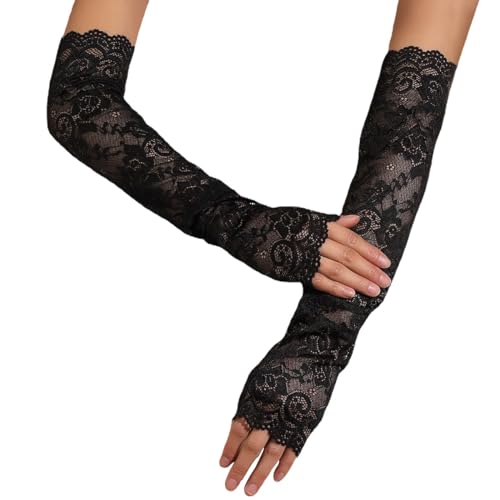 PALAY® Arm Sleeves for Women Girls, Floral Lace Cooling Arm Sleeve, UV Protection Hand Cover Arm Sleeves for Daily Use, Bike, Cycle, Sport - Elastic & Breathable - 1 Pairs - Image 1