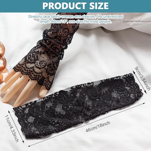 PALAY® Arm Sleeves for Women Girls, Floral Lace Cooling Arm Sleeve, UV Protection Hand Cover Arm Sleeves for Daily Use, Bike, Cycle, Sport - Elastic & Breathable - 1 Pairs - Image 2