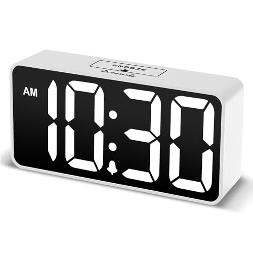 DreamSky Small Digital Alarm Clock for Bedroom, Large Big Numbers Display with Brightness Dimmer, Electric Bedside Desk Clock with USB Charging Port, Adjustable Alarm Volume, USB-C Adapter Powered - Image 1