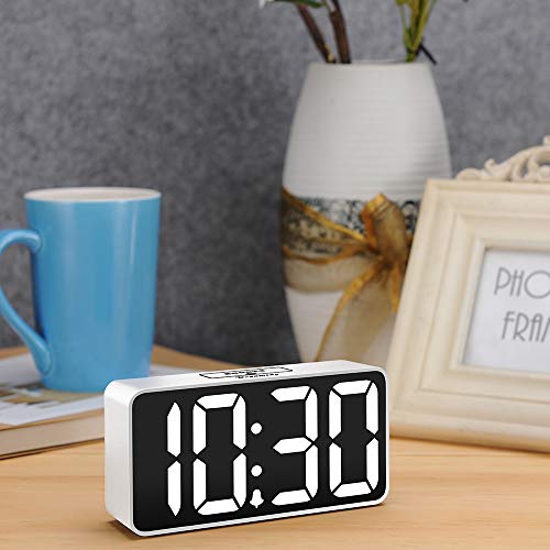 DreamSky Small Digital Alarm Clock for Bedroom, Large Big Numbers Display with Brightness Dimmer, Electric Bedside Desk Clock with USB Charging Port, Adjustable Alarm Volume, USB-C Adapter Powered - Image 5