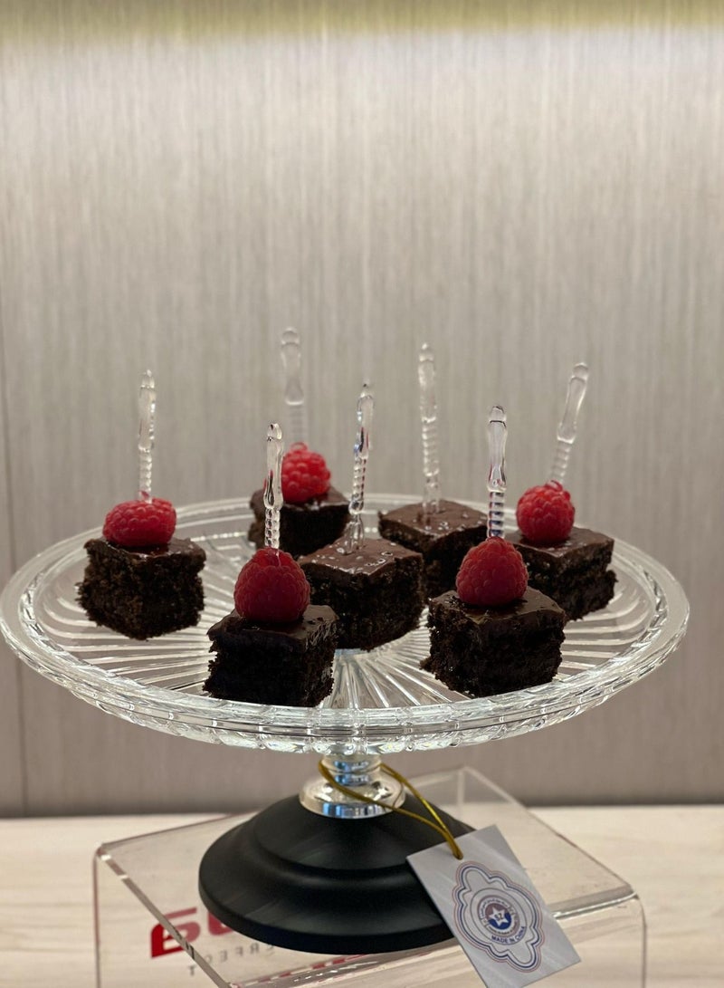 Glass serving plate with base for desserts and fruits, multi-purpose, large size  - Image 1