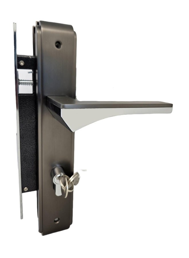 ROBUSTLINE Zinc Lever Door Handle With Lockbody Premium Quality - Black Nickle 