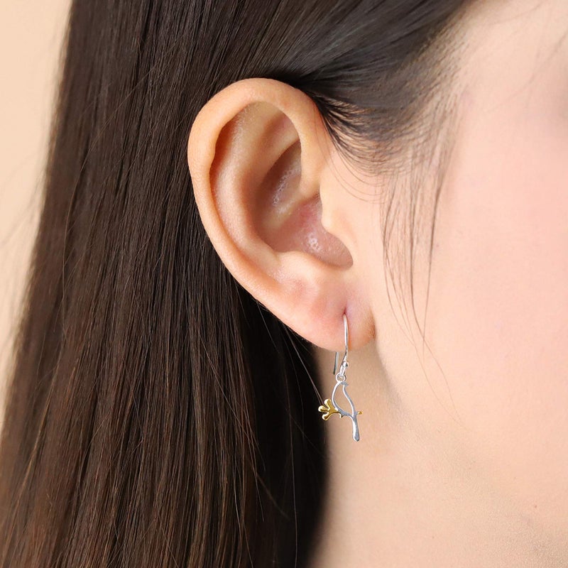 Boma Jewelry Sterling Silver Bird on a Branch 14 KT. Gold Vermeil Dangle Earrings - Image 2