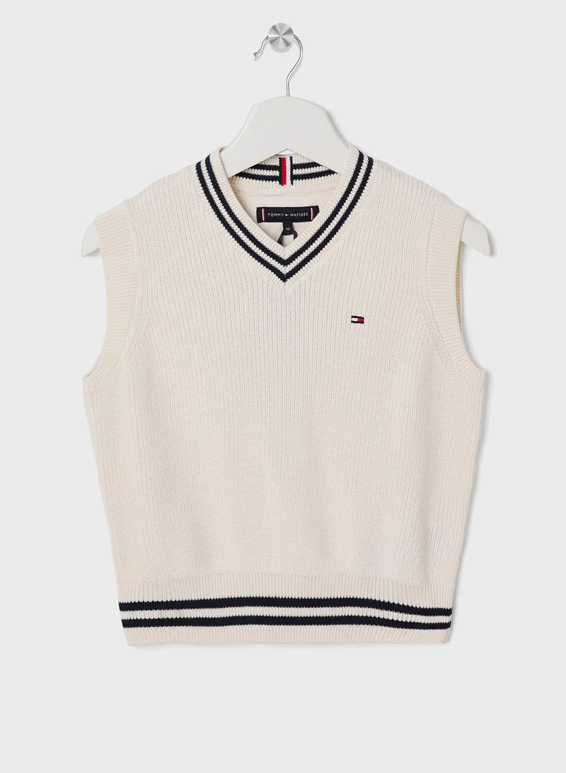 تومي هيلفيغر Kids V-Neck Sleeveless Sweater