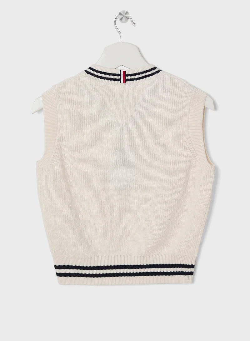 تومي هيلفيغر Kids V-Neck Sleeveless Sweater