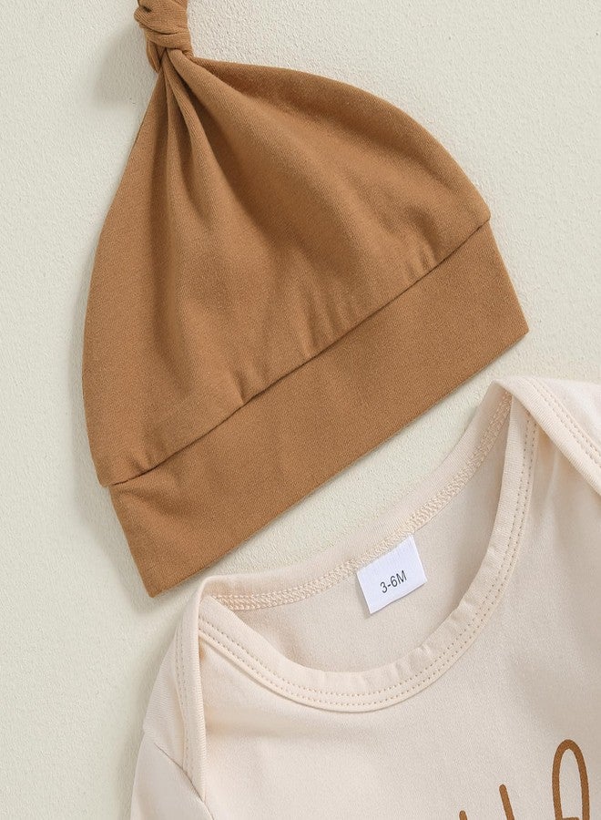 Ayalinggo Little Brother Newborn Outfit Baby Boy Lil Bro T Shirt Romper Long Pants Set Hat Infant little Summer Clothes (Khaki, 0-3 Months) - Image 2
