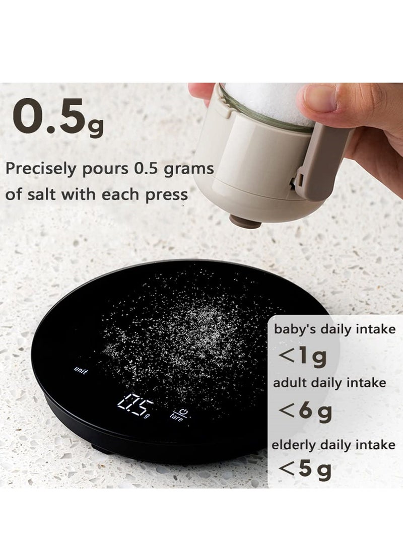 Excefore - Glass Salt Shaker Dispenser, Precise Quantitative Seasoning Bottle, Seasoning Jar with Lid Sealed, Quantitative 0.5g Salt Each Press, Ration Salt Shakers, Spice Dispenser Seasoning Container - Image 1